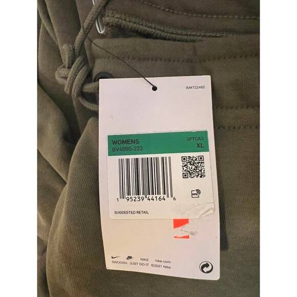 NEW Nike Essential Fleece Pants Olive Green/White Joggers Size XLarge Women's - Picture 9 of 10